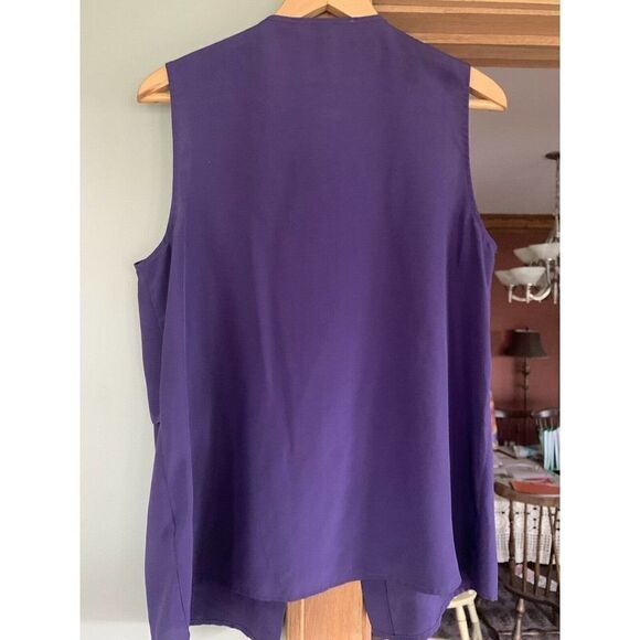 MICHAEL Michael Kors Sleeveless Button Down Shoulder Zipper Blouse Purple M - Picture 3 of 3